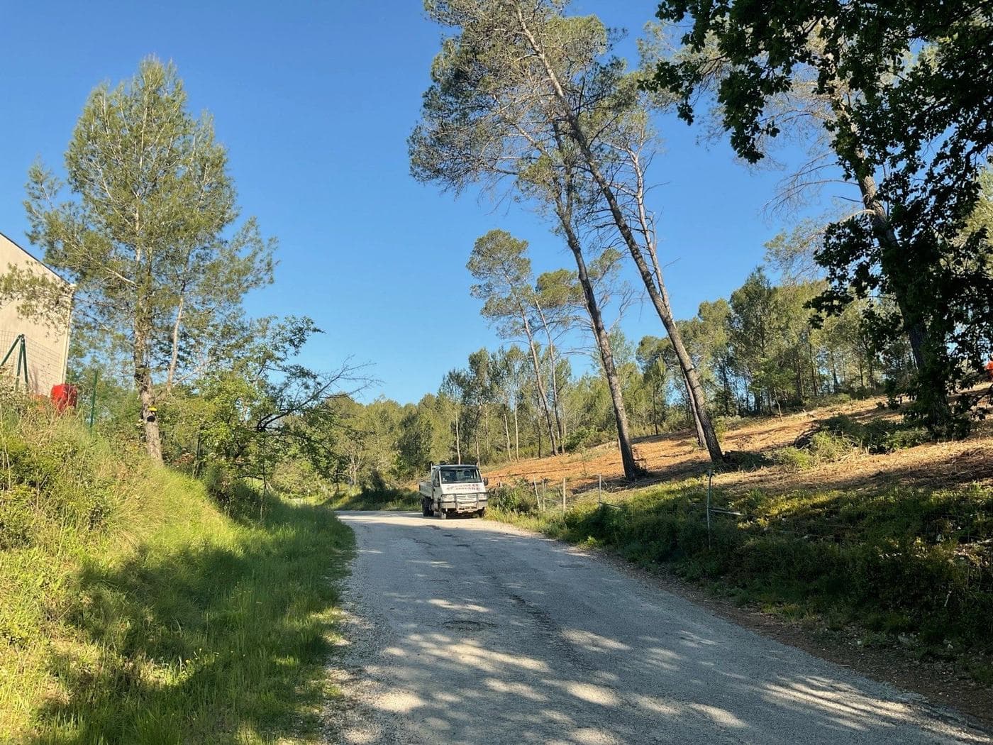 Même voie d’accès après débroussaillement, bas-côtés dégagés et sous-bois ouvert